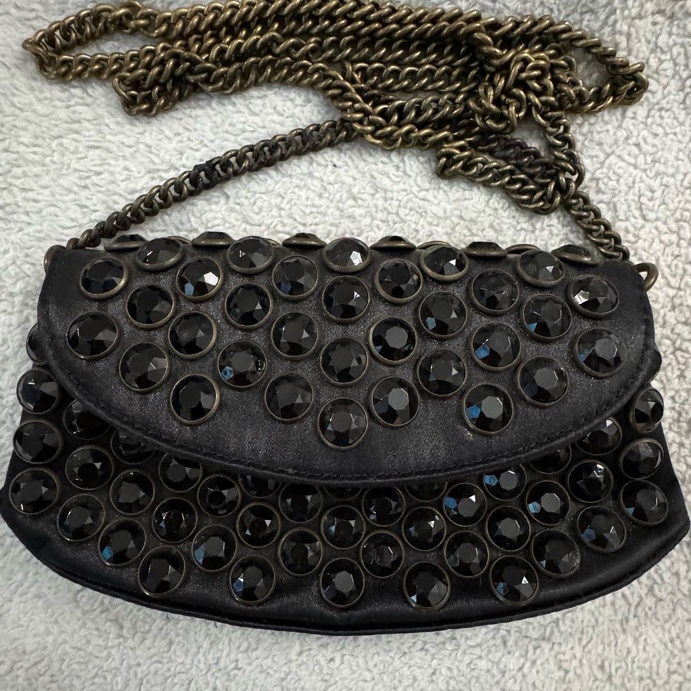 Betsey Johnson Black Studded Clutch